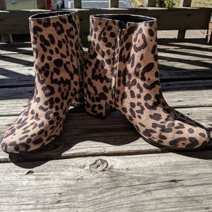 Cheetah print boots.